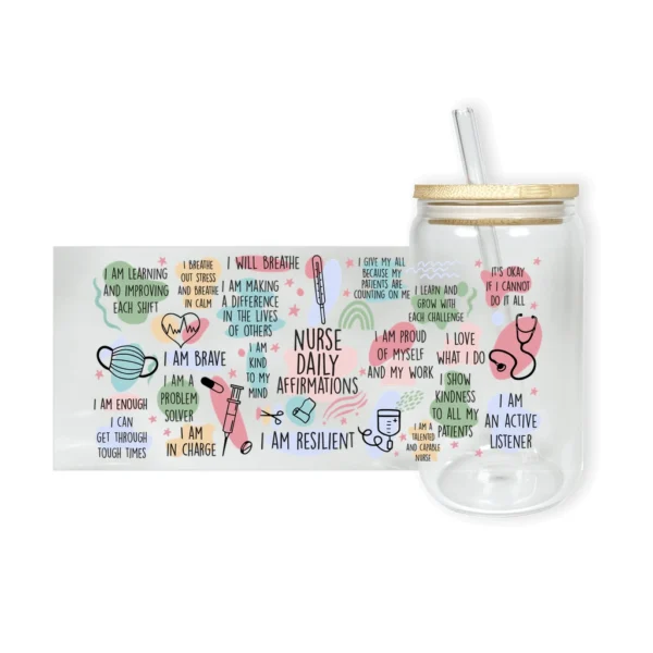 Nurse Daily Affirmations Soda Can Glasses Gift 00005