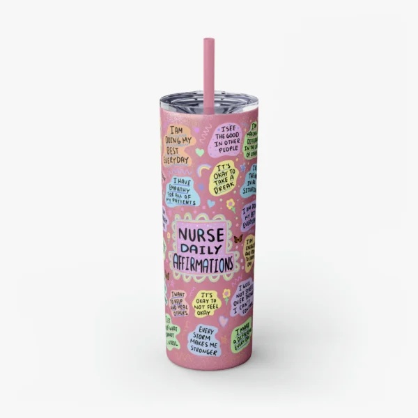 Nurse Gift Daily Affirmations Tumbler Magic pink