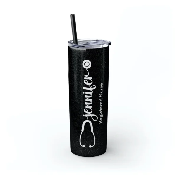 Nurse Skinny Tumbler with Name black 00000